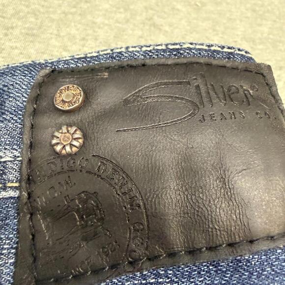 VTG Y2K Silver Jeans Co Gordie Blue Denim Stretch Baggy Men's Size 36x30 Grunge - Picture 7 of 8